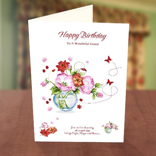 Colourful Flower Vase Birthday Card