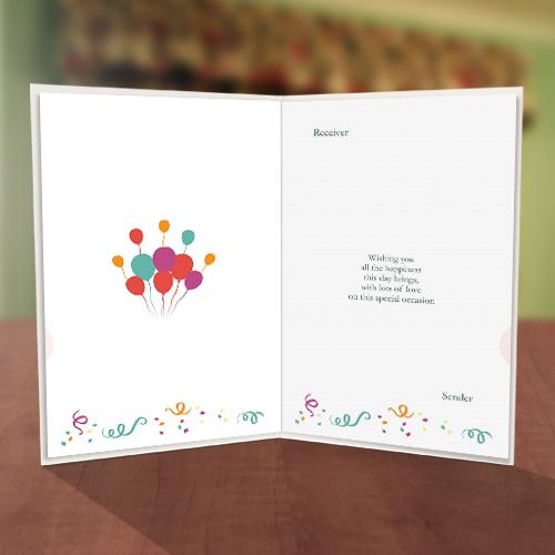 Colourful Balloon Anniversary Card Inner