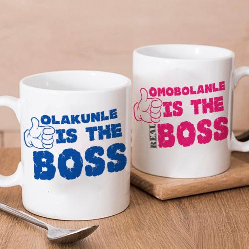 Personalised Boss Twin Mugs