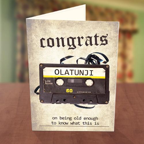 Personalised Cassette Tape Birthday Card Front