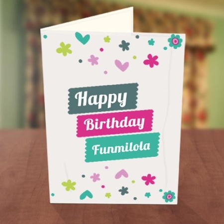 Personalised Colourful Petals Birthday Card Front