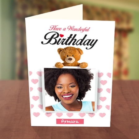 Photo Upload Teddy Bear Birthday Card