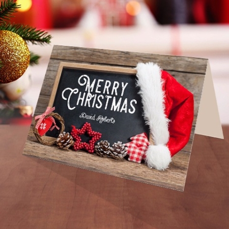 Personalised Christmas hat and slate card